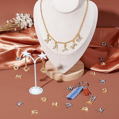 Craftdady Letter Charms Capital Pendants Mixed A-Z Initial Letter Number Charms DIY Bracelet Necklace Pendants for Jewelry Making, Gold, Antique Silver, Platinum - color: Golden/Platinum + Crystal