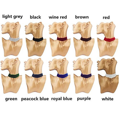 Velvet Choker Necklace for Women Goth Halloween Y2K Ribbon Collar Set - color: 2.54cm-12pcs-mix color