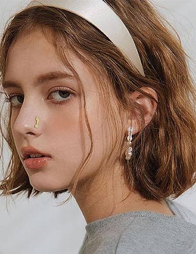 Akeoqi 6-12Pcs Nose Studs Nose Ring Inlaid Cubic Zirconia L Shaped Studs Lotus Star Heart Nose Nostril Piercing Jewelry for Women Men Sliver Gold Rose Gold Tone 20G - color: D: 12-Gold