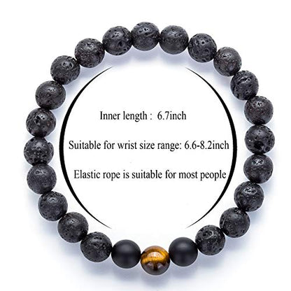 Men Women 8mm Tiger Eye Stone Beads Bracelet - color: set5