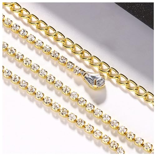Rhinestone Tassel Shoulder Chain Jewelry Wedding Backdrop Chain Festival Crystal Shoulder Chain Necklace Bridal Rhinestone Multi-Layered Shoulder Body Chain for Women
