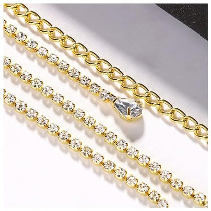 Rhinestone Tassel Shoulder Chain Jewelry Wedding Backdrop Chain Festival Crystal Shoulder Chain Necklace Bridal Rhinestone Multi-Layered Shoulder Body Chain for Women