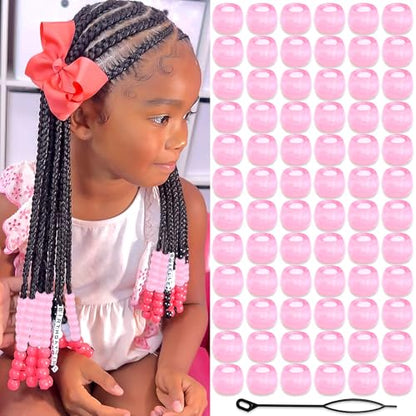 NAISKA 90Pcs Pink Hair Beads for Kids Girls Small Beads for Hair Cute Dreadlock Beads Acrylic Hair Beads for Braids Tiny Pony Beaded Hair Clips Toddler Loc Beads Jewelry - color: Pink
