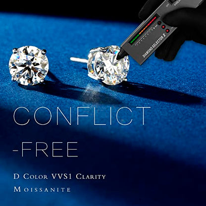 Moissanite Stud Earrings for Women, Moissanite Screw Back Earrings - size: 3MM