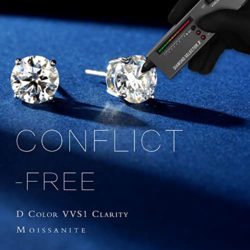 Moissanite Stud Earrings for Women, Moissanite Screw Back Earrings - size: 6.5MM