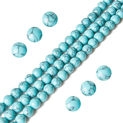 100pcs 6mm Blue Turquoise Beads Natural Gemstone Beads Round Loose Beads for Jewelry Making - color: Blue Turquoise, size: 6mm