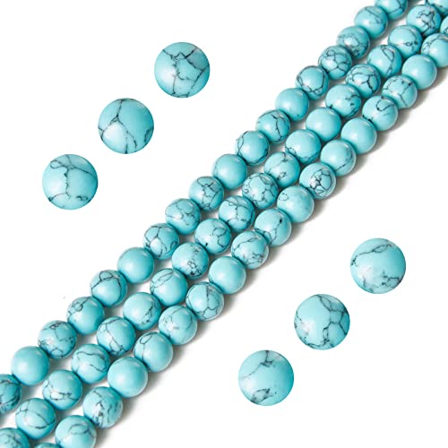 100pcs 10mm Blue Turquoise Beads Natural Gemstone Beads Round Loose Beads for Jewelry Making - color: Blue Turquoise, size: 10mm
