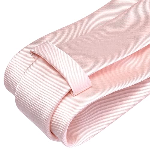 GUSLESON Classic New 3.15"（8cm） Men's Solid Color Necktie Wedding Business Tie + Gift Box - color: Blush Pink