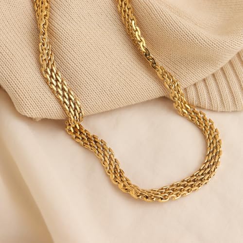 Jean Beau Gold Choker Necklace for Women, Simple 18K Gold Plated Adjustable Link Chain Prom Jewelry Gifts - color: Bismark