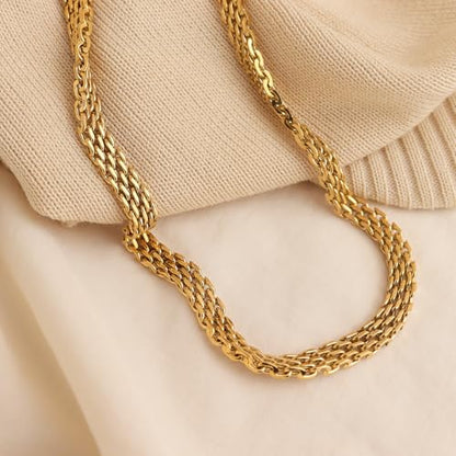 Jean Beau Gold Choker Necklace for Women, Simple 18K Gold Plated Adjustable Link Chain Prom Jewelry Gifts - color: Bismark