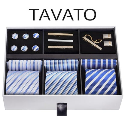 Premium Men’s Gift Tie Set Silky Necktie Pocket Squares Tie Clips Cufflinks For Men - color: Men's Style 4