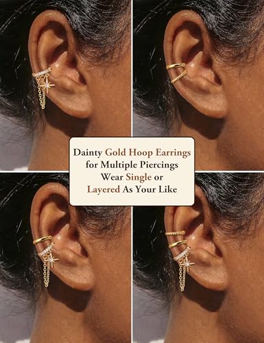 Sanfenly Ear Cuffs Earrings for Women Non Piercing | 14K Gold Plated Ear Cuffs for Non Pierced Ears, Hypoallergenic Clip on Earrings Cartilage Earring, Fake Ear Piercings - color: 14K Gold Plated-Chic