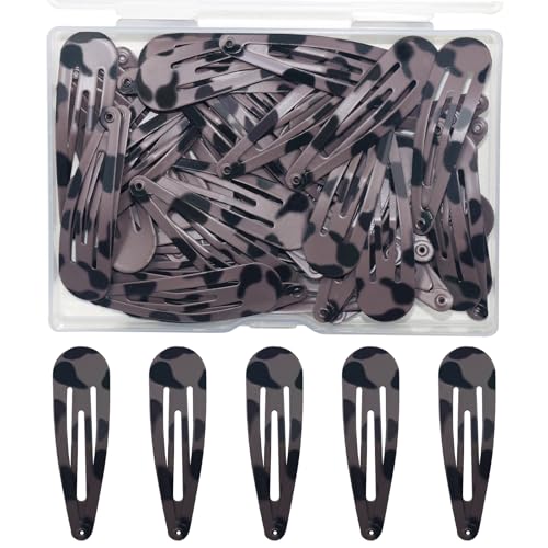 ELANE 50 Pcs Waterdrop Snap Hair Clips for Women Girl,Cute Hair Barrettes for Women Fine Thin Hair Accessories (Coffee) - color: Coffee