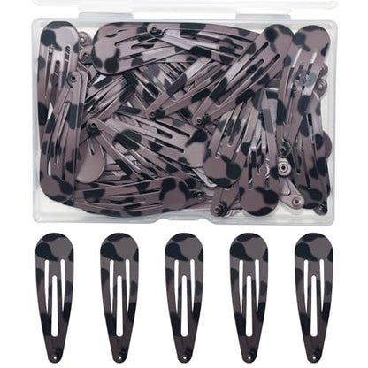 ELANE 50 Pcs Waterdrop Snap Hair Clips for Women Girl,Cute Hair Barrettes for Women Fine Thin Hair Accessories (Coffee) - color: Coffee