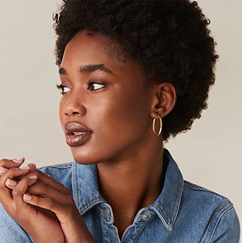PAVOI 14K Gold Plated 925 Sterling Silver Post Lightweight Hoops | 20mm - 30mm Earring | Gold Hoop Earrings for Women - color: Yellow & White Gold, size: 20 Millimeters
