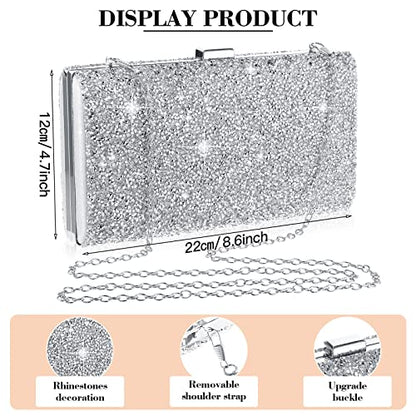 Mixweer 4 Pieces Clutch Purses Bag for Women Evening Rhinestone Jewelry Set Bling Necklace Earrings Bracelets Set for Wedding - style: Modern Style