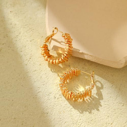 Women Hoop Earrings Lightweight 18K Gold Plated Chunky Hoops Earring Daily Jewelry - style: Hoops 8