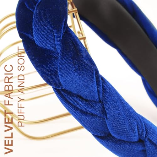 DRESHOW Braided Headbands for Women Velvet Hair Hoop Elastic Criss Cross Hair Bands Accessories - color: 01 Pc Velvet Braided: Sapphire Blue