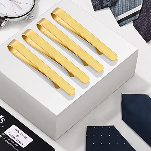 2.2/2.5 Inch Tie Clips for Men in Gift Box, Tie Bar Clip Set for Mens Regular Tie or Traditional Tie, Birthday Anniversary Christmas Gift - size: 2.2 Inch, style: 4PCS-Gold Brushed