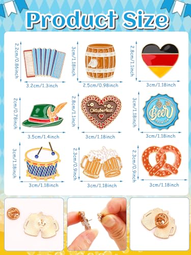 JUNEBRUSHS 28pcs Oktoberfest Buttons Pins, Bavarian Style Badges for Oktoberfest Party Adults Autism Awareness Party Gift Supplies Clothes Decor Accessories - style: Oktoberfest Style