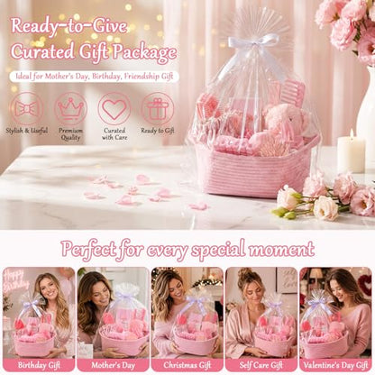 20 Pcs Gift Basket for Women Hair Care Pack Includes Self Care Beauty Set Hair brush Set for Women, Mom Friend Sister Wife Grandma Girlfriend Daughter(Pink) - color: Pink