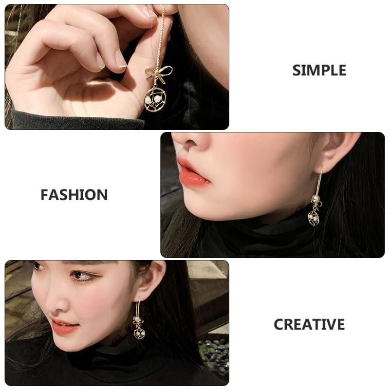 1Pair Chic Net Shaped for Women Creative Pearl Ear Pendants Simple Fashion Occasions Elegant Evening Dress Accessories
