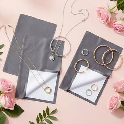 3pcs Polishing Cloth for Jewelry Cleaning Four-Layer Double-Sided Silver Cleaning Cloth for Cleaning Gold, Silver, Diamond, Gemstones, Coins, Platinum Jewelry - color: Dark Gray