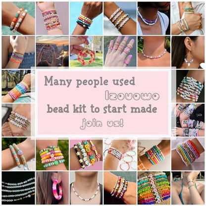 16300 4mm Glass Seed Beads for Bracelet Making Kit with Letter Beads | Friendship Bracelet, Clay Heishi Disc Beads Charms Elastic String for Concert Jewelry Making DIY Creative Gift - color: 16300