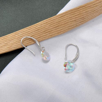 8 MM Cubic Zirconia Bare Diamond Cut Crystal Dangle Earrings for Women - color: Rainbow