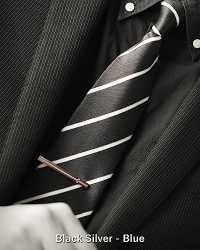 [TAVARAT] Tie Clip Tie Clips for Men Black Silver Tie Bar Tie Pin Tps-032 - style: black silver blue