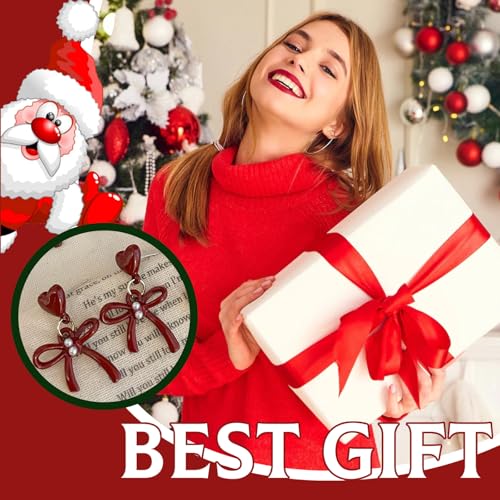 Bow Earrings Red Earrings for Women Dangle Cute Earrings Red Stuff Jewelry Outfits Accessories Gifts for Girls - color: A5:red bow earrings