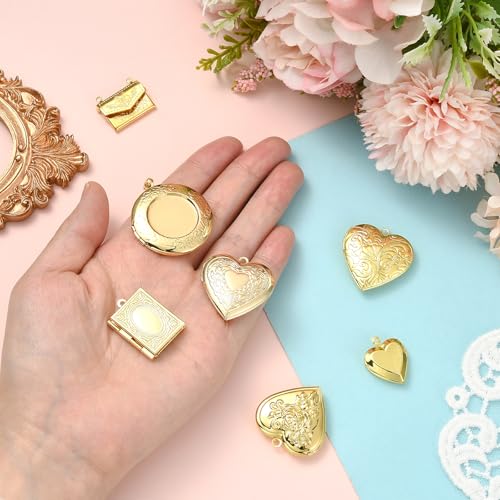 Photo Locket Charms for Jewelry Making Frame Charms Memorial Bracelet Necklace Earring Keychain - color: Gold