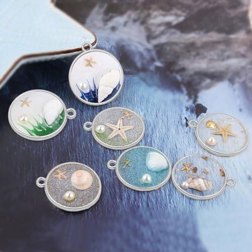 50pcs Open Bezels for Round Open Back Bezel Hollow Frame Pendants - Resin Craft Bezels for Jewelry Making, DIY Crafts (White K) - color: White K;Round
