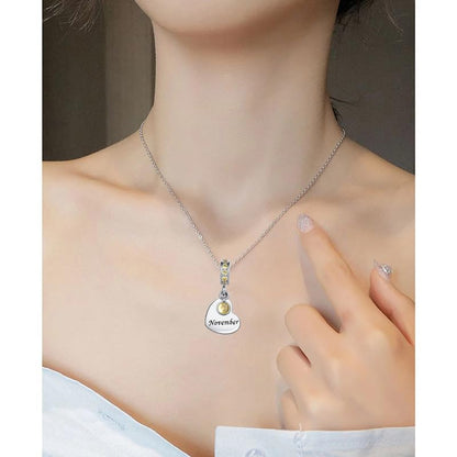 NARTGO January-December Birthstone Birthday Charm Heart Dangle Beads Jewelry Gift for Women Compatible with Pandora Bracelets & Necklaces - style: November Birthstone
