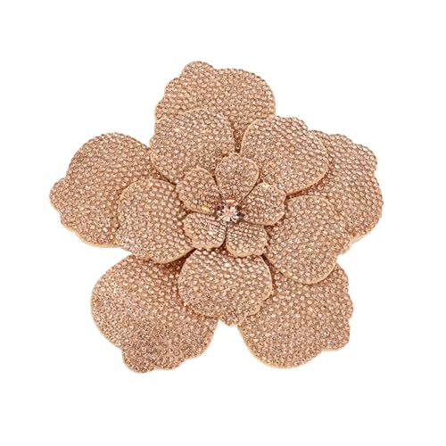 Rhinestone Flower Brooch Pin for Women Men Elegant Sparkly Crystal Camellia Floral Lapel Pins Shawl Dress Suit Clothes Accessories Wedding Party Fashion Jewelry 105mm - color: Rose Gold