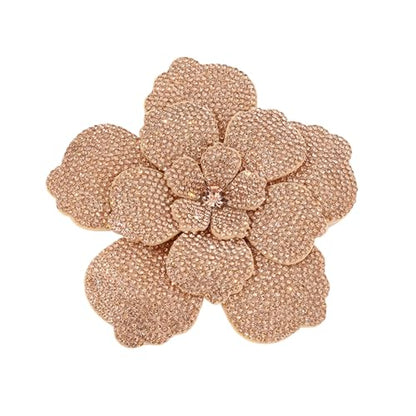 Rhinestone Flower Brooch Pin for Women Men Elegant Sparkly Crystal Camellia Floral Lapel Pins Shawl Dress Suit Clothes Accessories Wedding Party Fashion Jewelry 105mm - color: Rose Gold