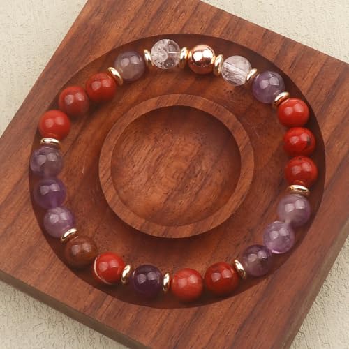 KSQS Healing Stone Bead Bracelet for Women, Natural Gemstones Balance Protection Bracelet, Spiritual Crystal Beads Bracelet Anxiety Relief with Meaning Card - color: Health