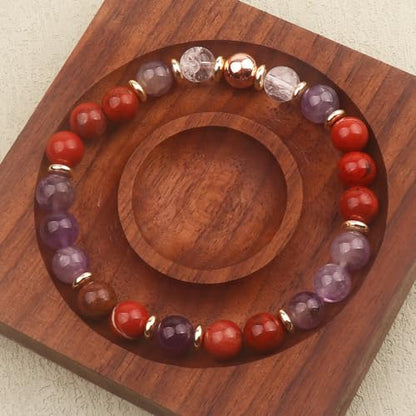 KSQS Healing Stone Bead Bracelet for Women, Natural Gemstones Balance Protection Bracelet, Spiritual Crystal Beads Bracelet Anxiety Relief with Meaning Card - color: Health