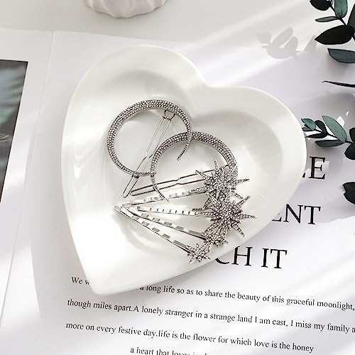Beaupretty 2pcs Moon Star Hair Clips Vintage Metal Alloy Rhinestone Bobby Pins Hair Accessories for Women Silver