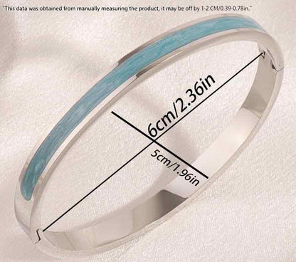 Sliver Plated Bracelets fow Women Stainless Steel Blue Oil-Drip Bangle Soft, Chip-Resistant Feminine Shine