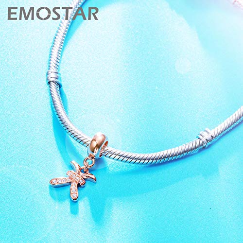 EMOSTAR Zodiac Sign Charms fits European Charm Bracelet – Rose Gold 925 Sterling Silver Necklace Pendant, 12 Horoscope Constellation Dangle CZ Birthstone Beads, Gifts for Women/Men/Birthday - color: Pisces (2.19 – 3.20)