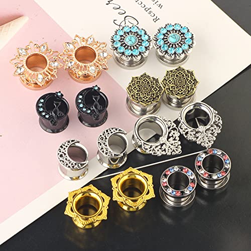 TIANCI FBYJS 8 Pairs Stainless Steel Ear Tunnles Earrings Gauges For Women Cat Body Piercing Plugs Stretcher - style: New 14mm=9/16''