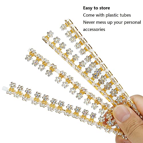 Small Hair Accessories: Mini Claw Clips with No-Slip Grip, Glitter and Rhinestone Details, Metal Clamps in Mixed Colors for Girls and Women (Gold-White Crystal) - color: Gold-White Crystal