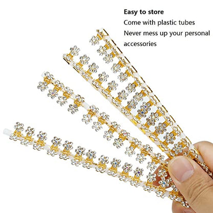 Small Hair Accessories: Mini Claw Clips with No-Slip Grip, Glitter and Rhinestone Details, Metal Clamps in Mixed Colors for Girls and Women (Gold-White Crystal) - color: Gold-White Crystal