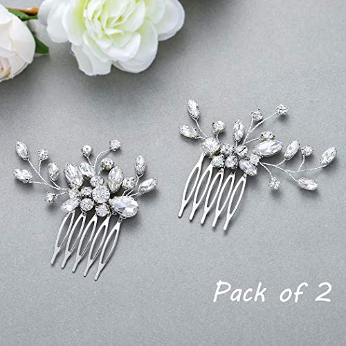 Bride Silver Wedding Hair Comb Rhinestone Bridal Headpiece Sparkly Crystal Hair Accessorie for Women (A-Silver) - color: A-Silver