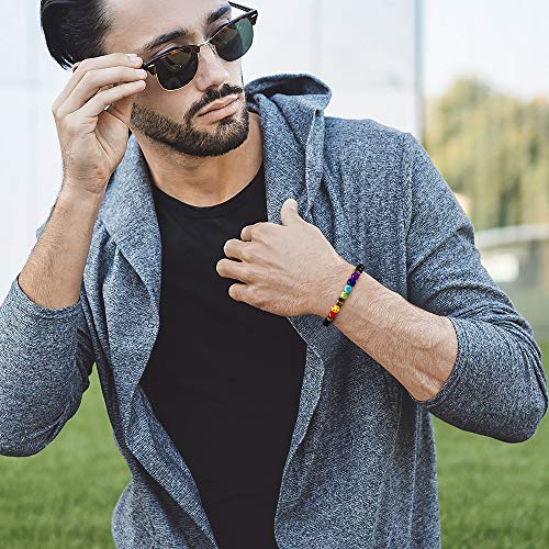 M MOOHAM Mens Bracelet - Beaded Natural Stone 8mm Tiger Eye Matte Agate Lava Rock Bracelets for Men Teen Boys Grandpa Dad Birthday Gifts Jewelry - style: Lava rock & Chakra Bracelet