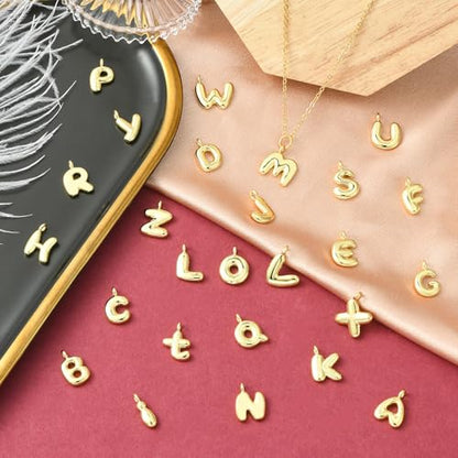 A-Z Bubble Letter Charms 18K Gold Filled Charms for Jewelry Making Gold Initial Alphabet Charms Pendants for Women Men Necklace Choker Bracelet Making - color: A-Z Letters