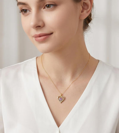 14K Gold I Love You to the Moon and Back Necklace for Women, Double Heart Birthstone Necklace, Moon Star Love Jewelry, Christmas Valentines Mothers Day Birthday Gifts for Wife Mom Girlfriend - color: 06-Jun Birthstone