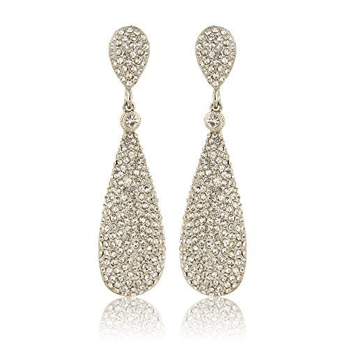 Moonstruck Costume Jewelry Women's Champagne Diamond Golden Dangle Drop Earrings - color: Silver