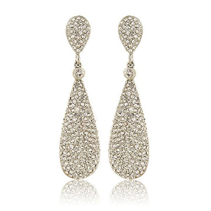 Moonstruck Costume Jewelry Women's Champagne Diamond Golden Dangle Drop Earrings - color: Silver